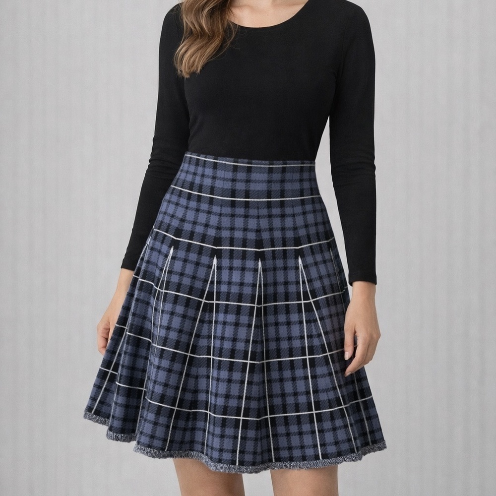 Max Studio Plaid Bell Soft Stretchy Skirt/Small/Medium